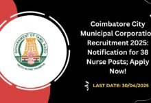 Coimbatore City Municipal Corporation Recruitment 2025 Notification for 38 Nurse Posts; Apply Now!