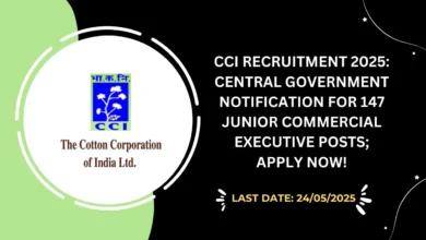 CCI Recruitment 2025 Central Government Notification for 147 Junior Commercial Executive Posts; Apply Now!