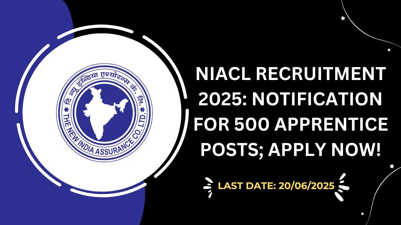 NIACL Recruitment 2025 Notification for 500 Apprentice Posts; Apply Now!