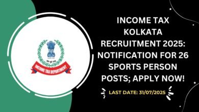 Income Tax Kolkata Recruitment 2025 Notification for 26 Sports Person Posts; Apply Now!