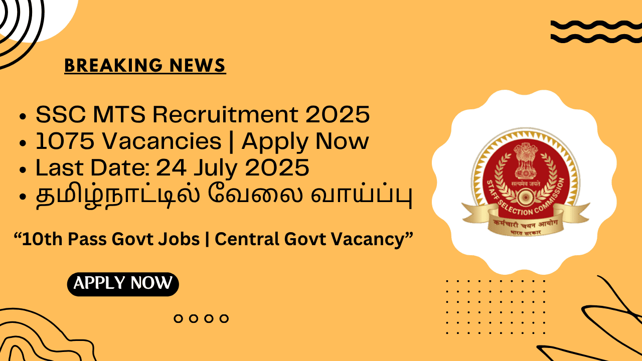SSC MTS Recruitment 2025 Notification for 1075 MTS & Havaldar Posts - Apply Now!