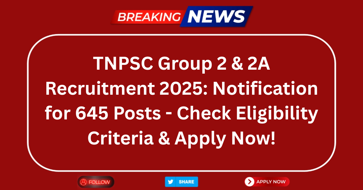 TNPSC Group 2 Recruitment 2025, TNPSC Group 2A Notification 2025