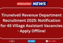 Tirunelveli Revenue Department Recruitment 2025, Village Assistant Vacancies