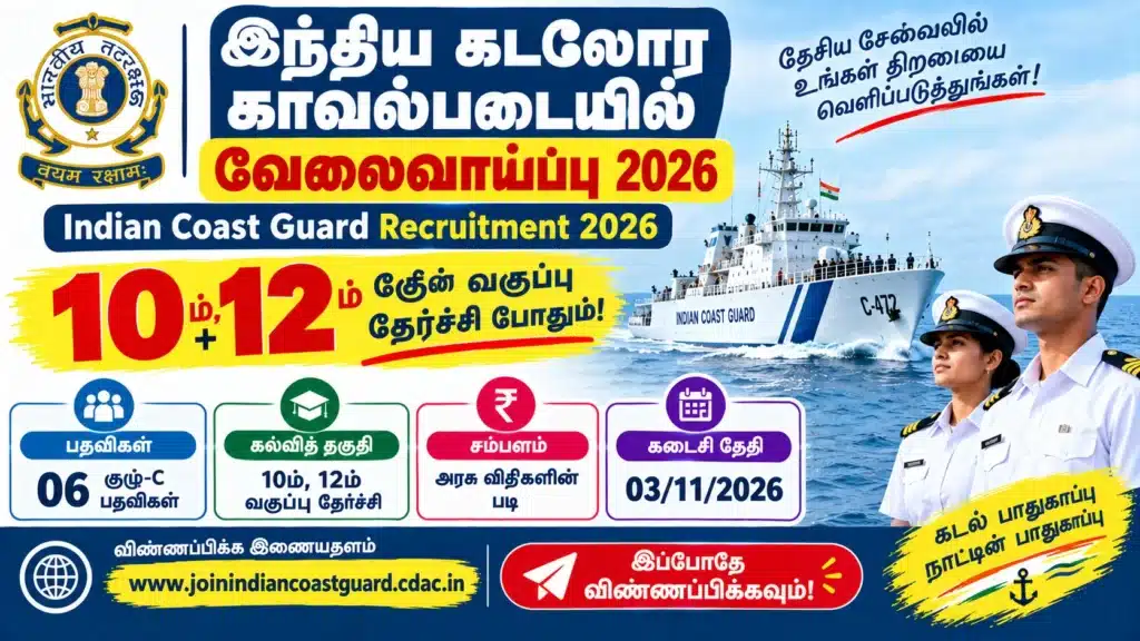 Indian Coast Guard Recruitment 2026 10th 12th Pass Government Jobs