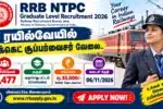 RRB NTPC Graduate Level Recruitment 2026 3477 Railway Vacancies Ticket Supervisor