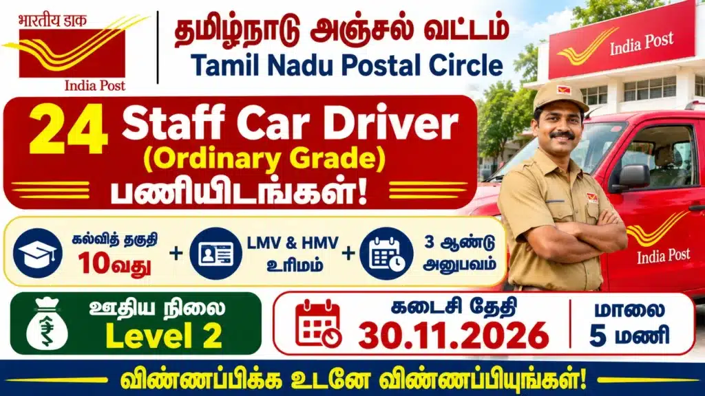 TN Post Office Staff Car Driver Recruitment 2026